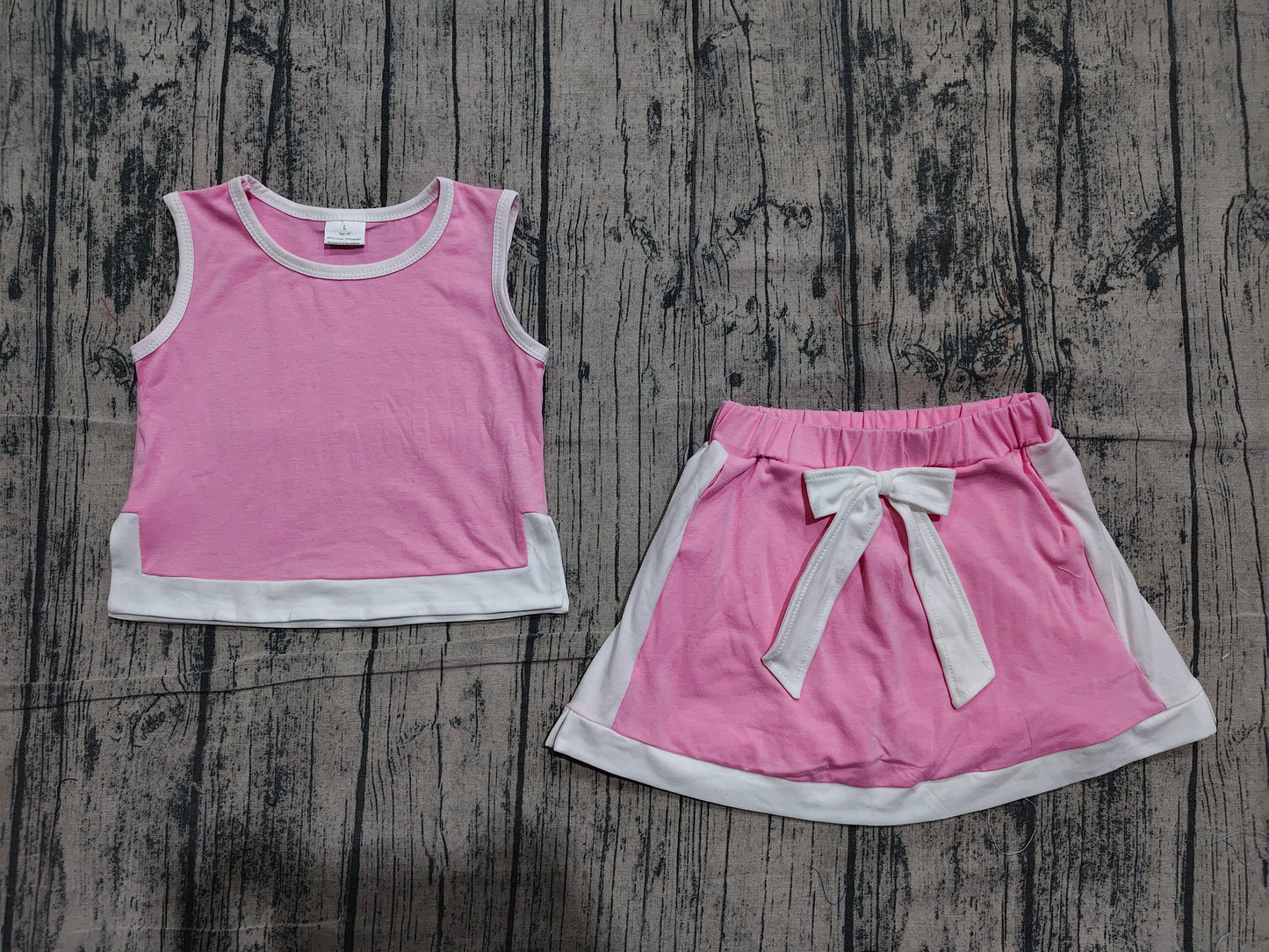 (Sample) No moq GSD3829 Baby Girls Casual Pink Sleeveless Vest Top Skort Set