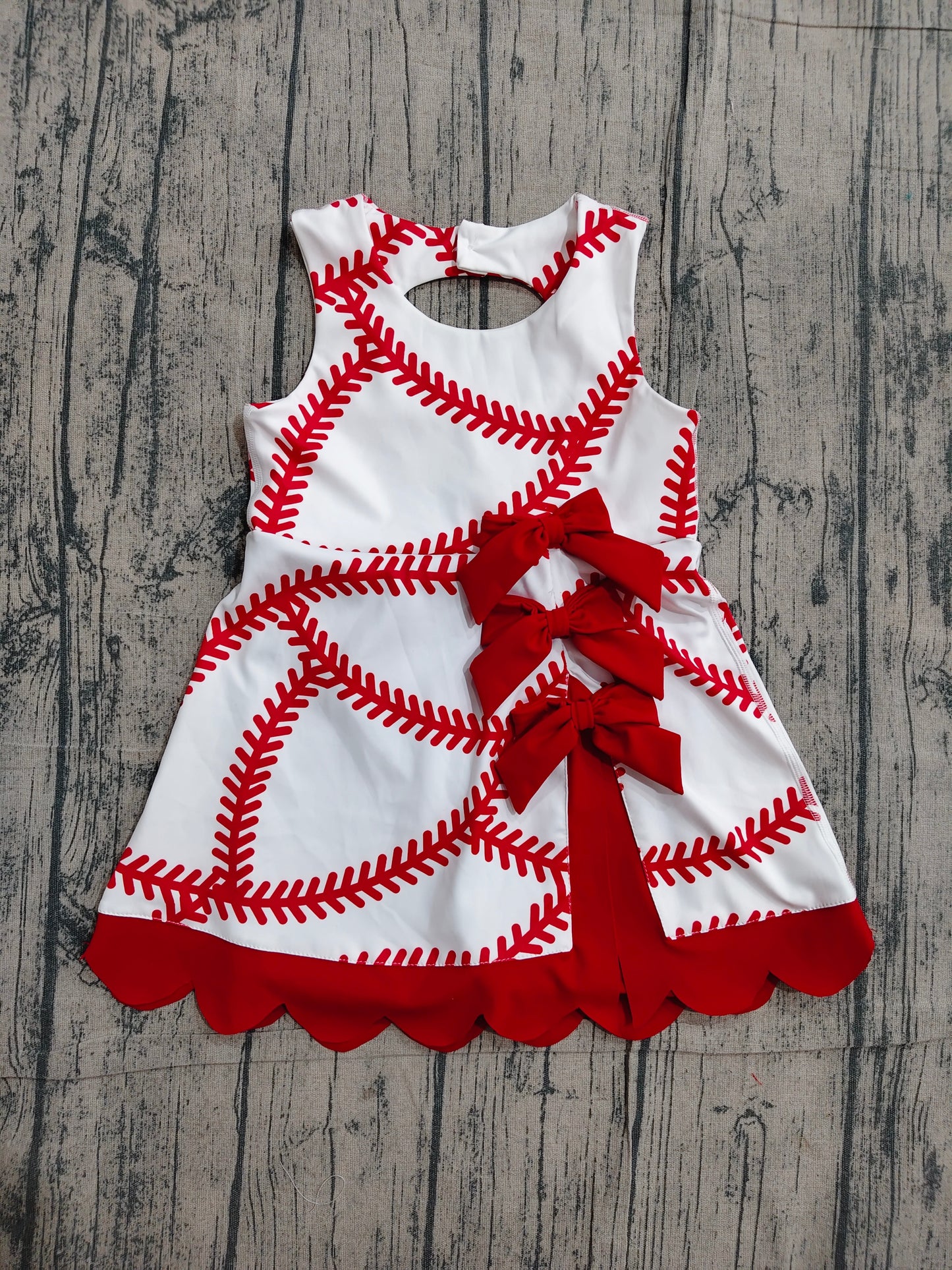 (Sample) No moq GSD3833 Yoga Baby Girls Scallop Short Knee-Length Dress with Baseball Bows Active Team Yoga Casual Wear for Kids