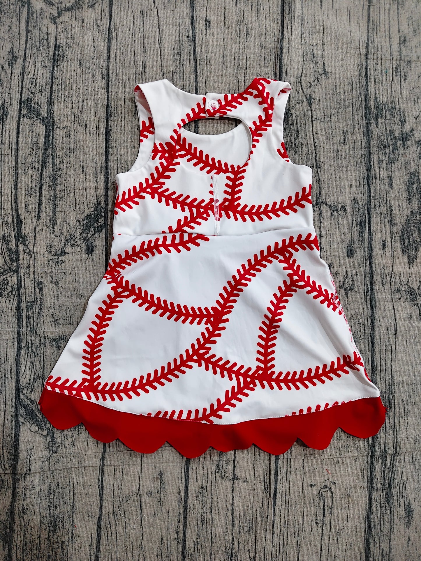 (Sample) No moq GSD3833 Yoga Baby Girls Scallop Short Knee-Length Dress with Baseball Bows Active Team Yoga Casual Wear for Kids