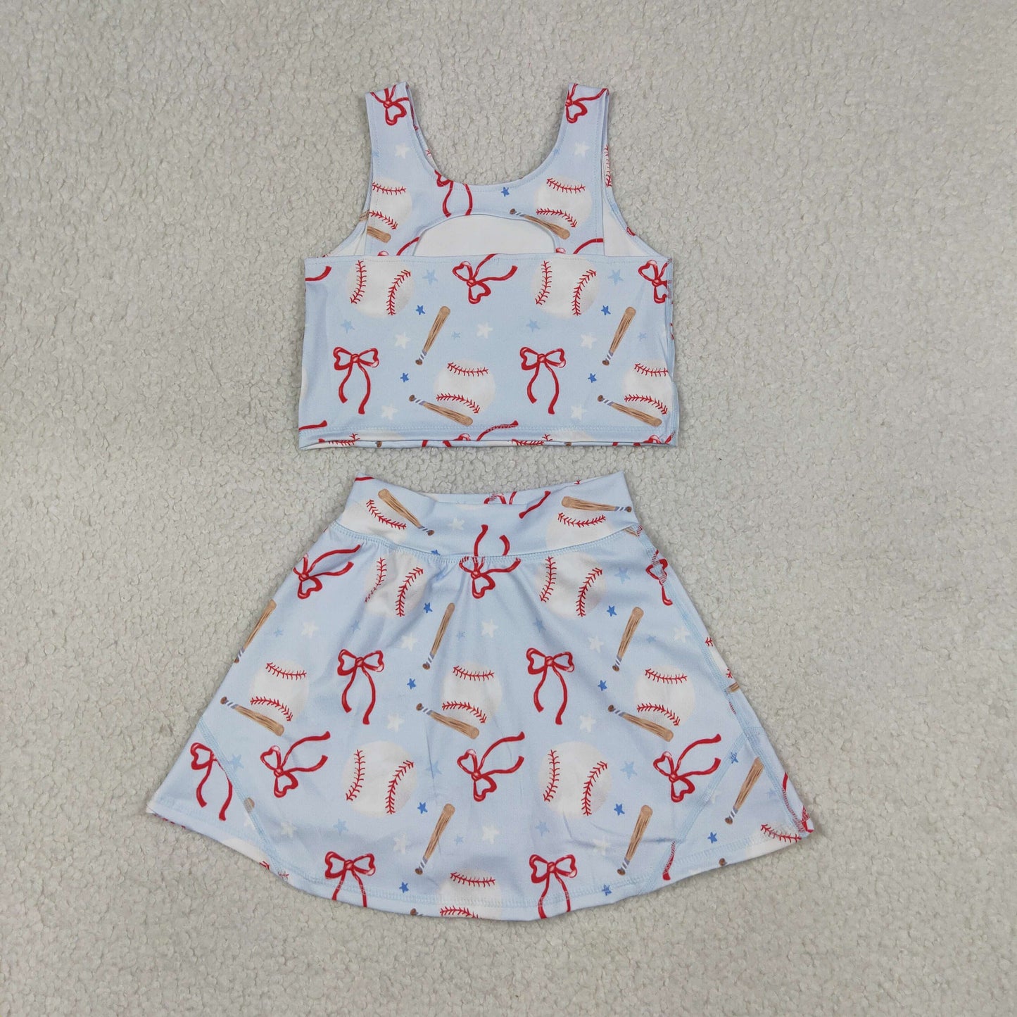 RTS NO MOQ Sibling Baby Girls Flower Flags Vest Skirt Short 4th of July Yoga Active Clothes Sets