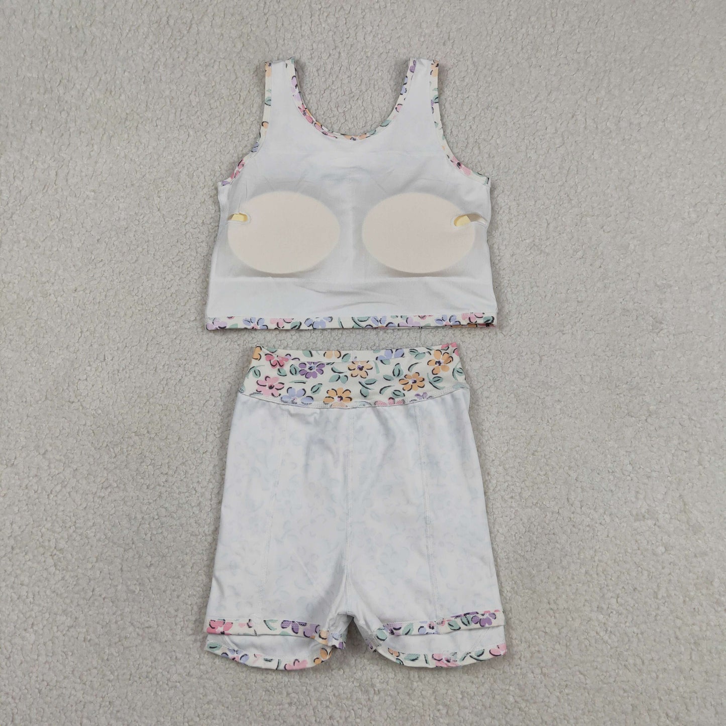RTS NO MOQ GSD3838 Baby Girls Summer Colorful Flower Vest Yoga Skort Active Set