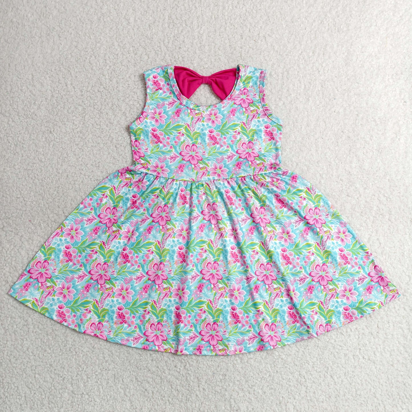 RTS NO MOQ milk silk GSD3863 Baby Girls Watercolor Flowers Sleeveless Knee Length Dresses
