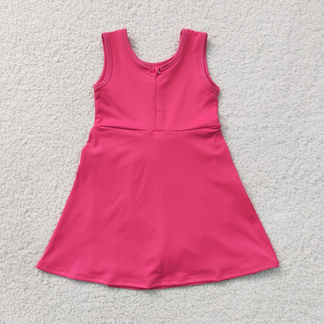 NEW RTS NO MOQ yoga fabric cotton GSD3878 Baby Girls Hot Pink Sleeveless Bows Yoga Active Knee Length Dress