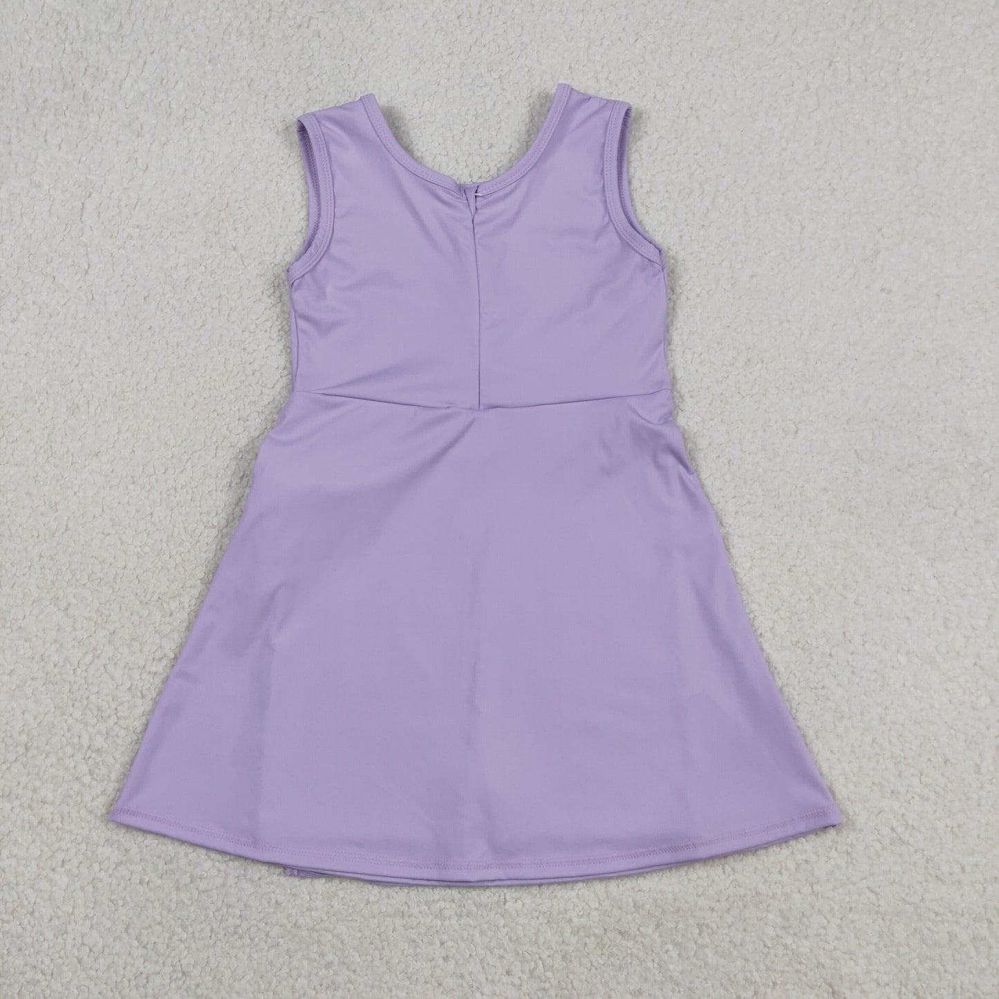 RTS NO MOQ yoga fabric GSD3881 Baby Girls Fashion Cute Lavender Sleeveless Yoga Knee Length Dresses