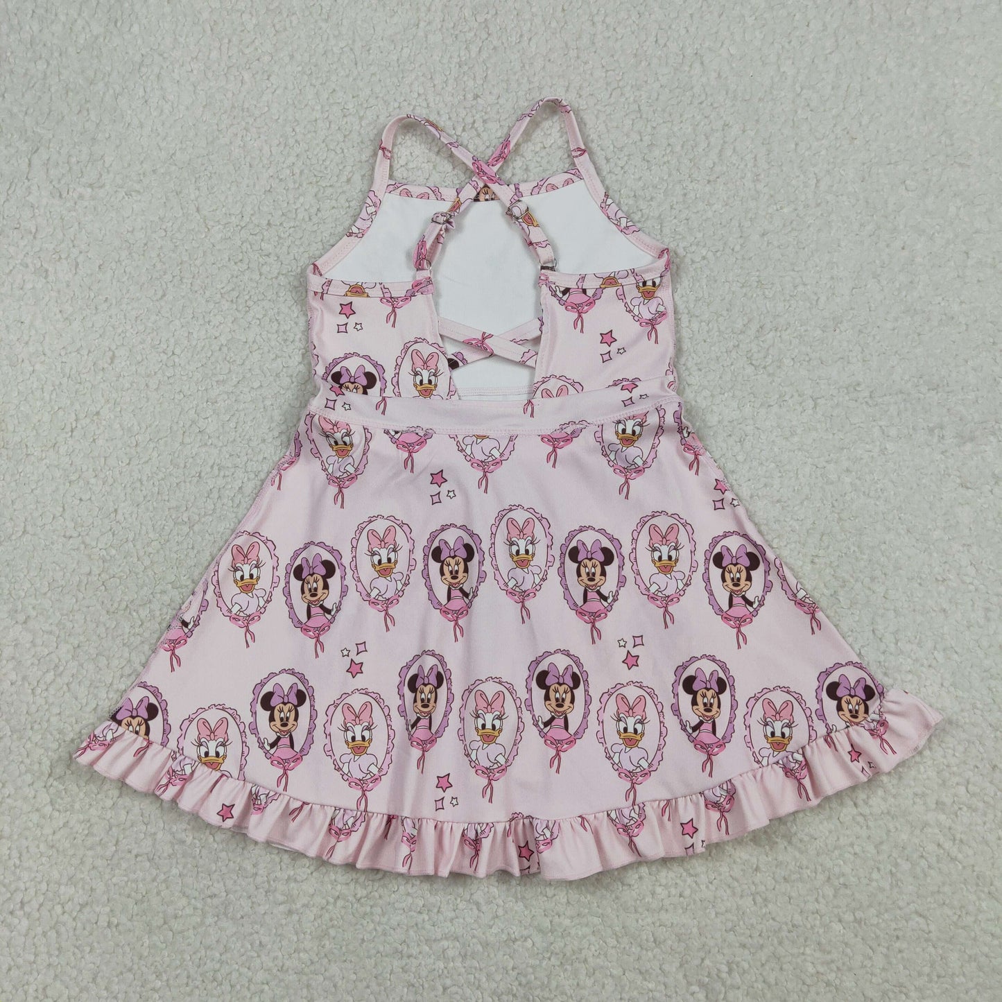 RTS NO MOQ GSD3915 Cute Clothes  Baby Girls Strap Yoga Dress Knee Length Active Dress for Girls
