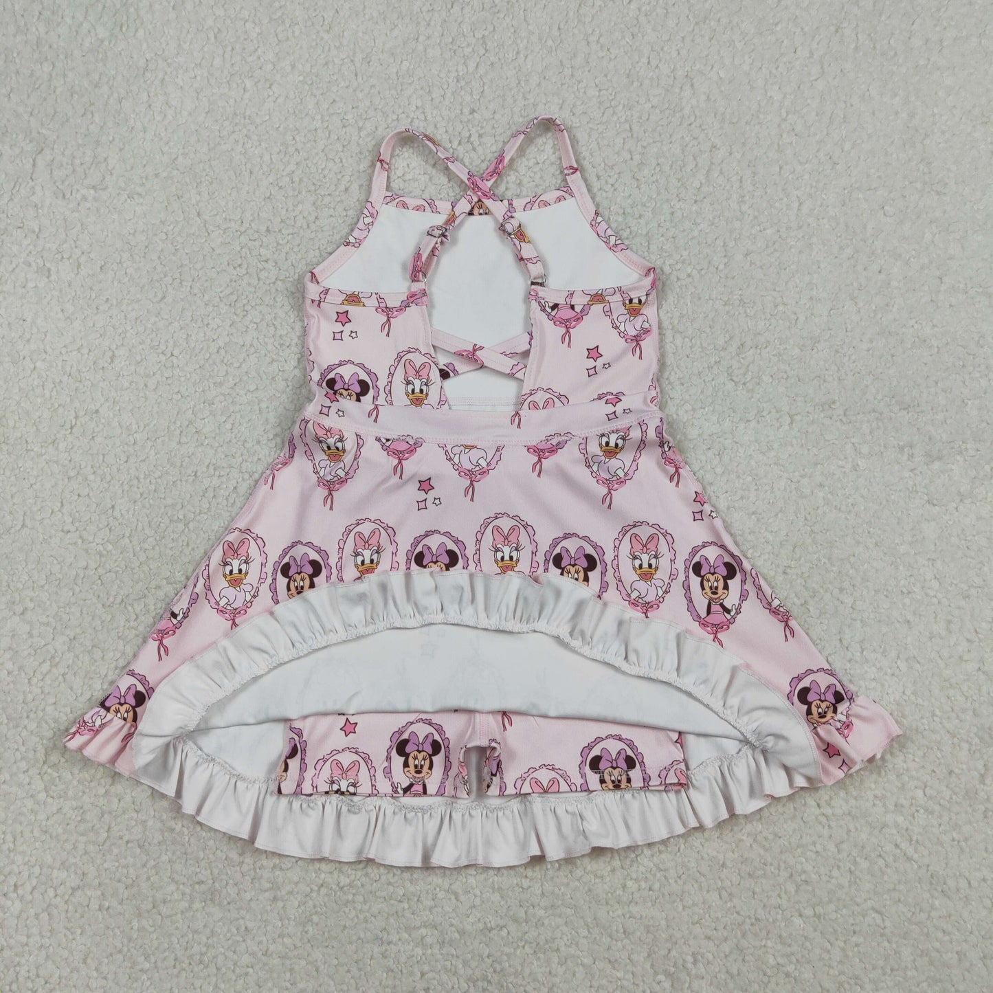 RTS NO MOQ GSD3915 Cute Clothes  Baby Girls Strap Yoga Dress Knee Length Active Dress for Girls