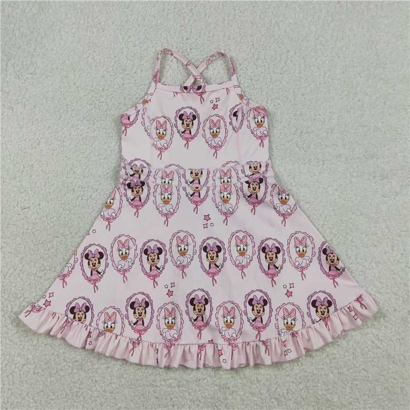 RTS NO MOQ Sibling yoga fabric Baby Girls Vests Skirt Short Yoga Active Clothes Set Dress Rompers