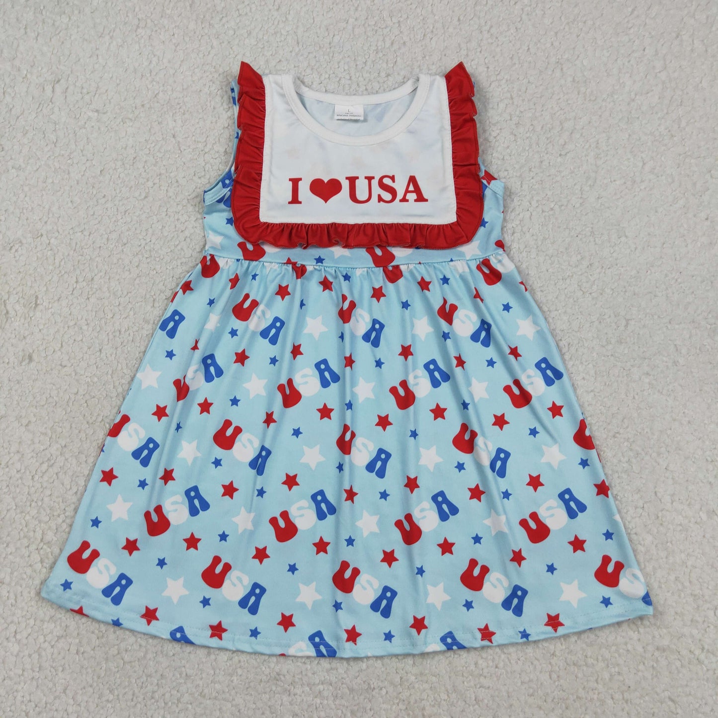 RTS NO MOQ Sibling milk silk Boys I Love USA Shirt Top Stars Short 4th of July Set Rompers Girls Dress Rompers