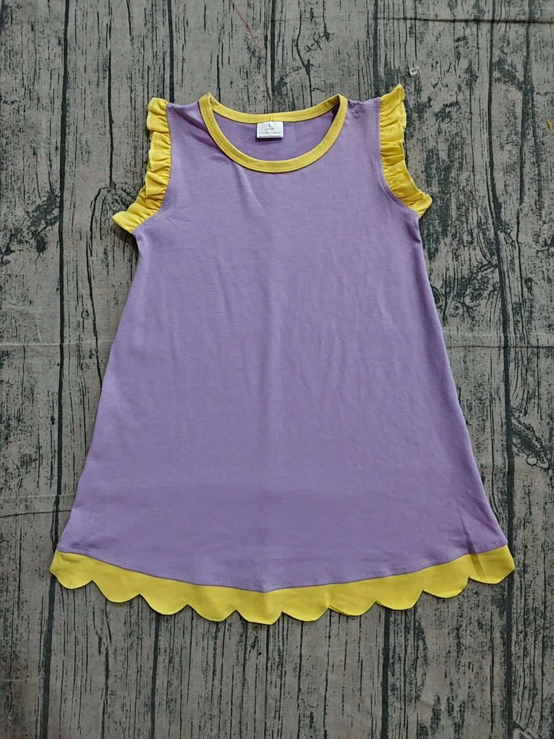 (Sample) No moq GSD4042 Baby Girls Purple Sleeveless Scallop Knee-Length Dresses Summer Girl's Clothes