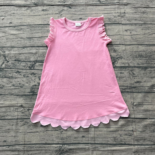 (Sample) No moq milk silk GSD4043 Baby Girls Cute Sleeveless Scallop Knee Length Dresses