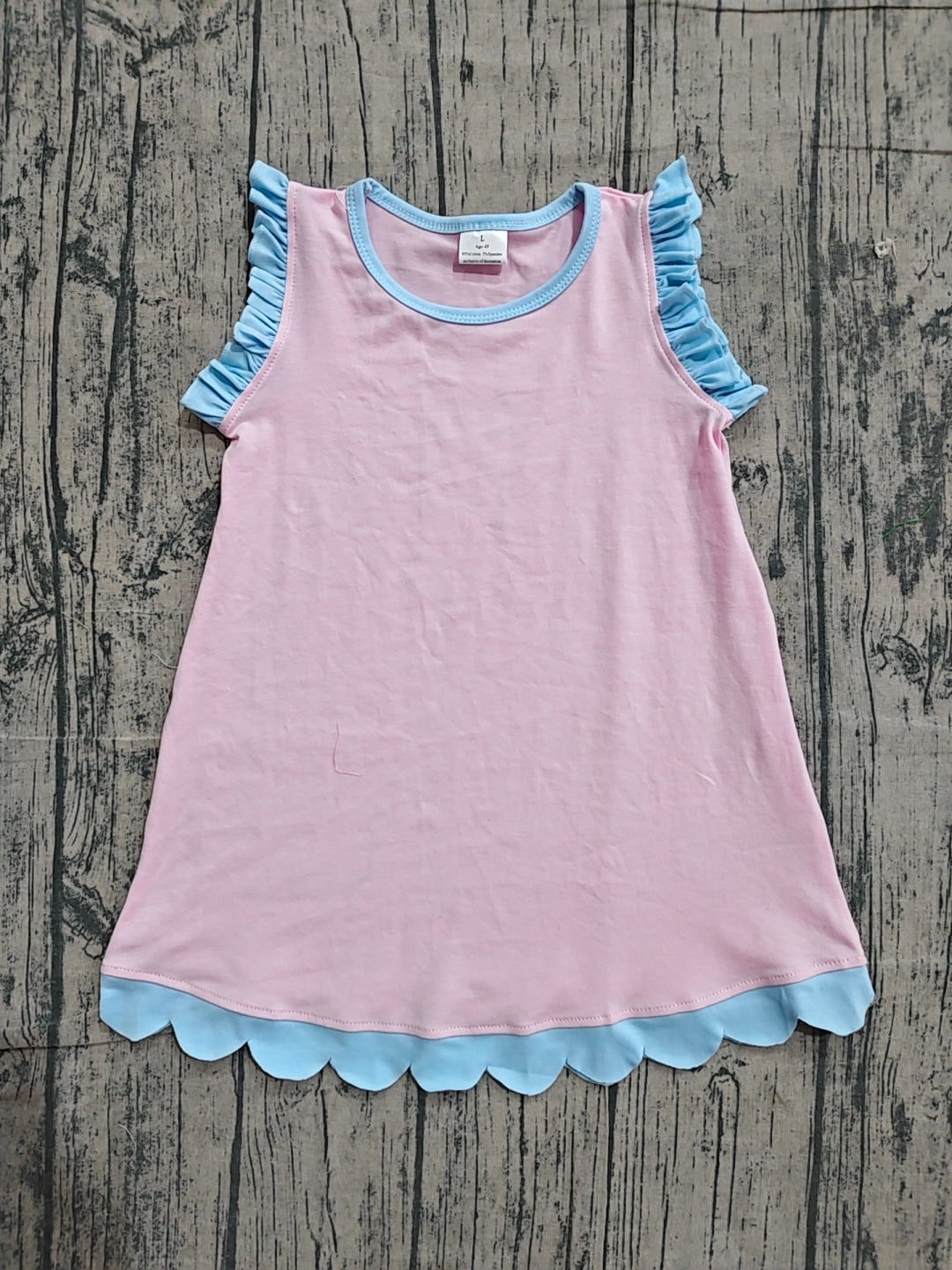 (Sample) No moq GSD4044 Baby Girls Pink Sleeveless Scallop Knee-Length Dresses Summer Girl's Clothes
