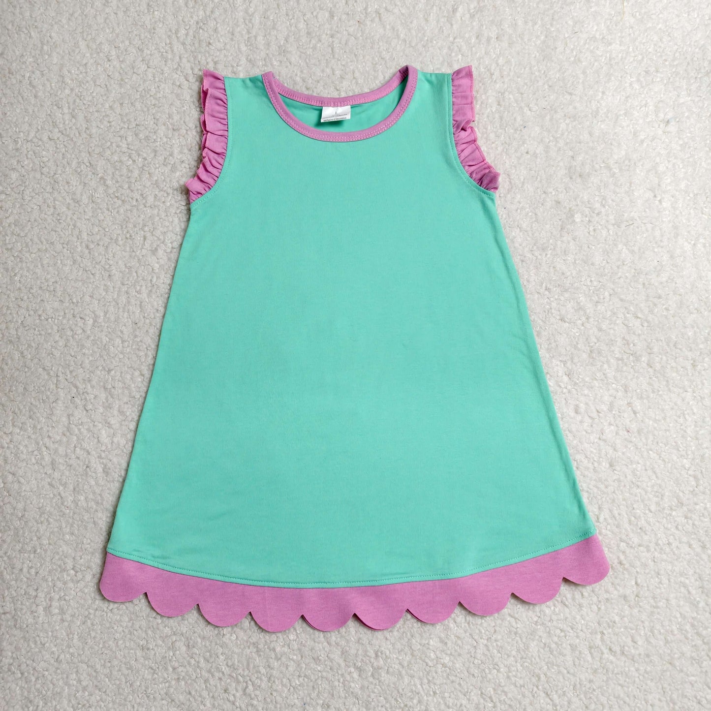 RTS NO MOQ cotton GSD4049 Baby Girls Sleeveless Scallop Knee-Length Dresses Summer Clothes