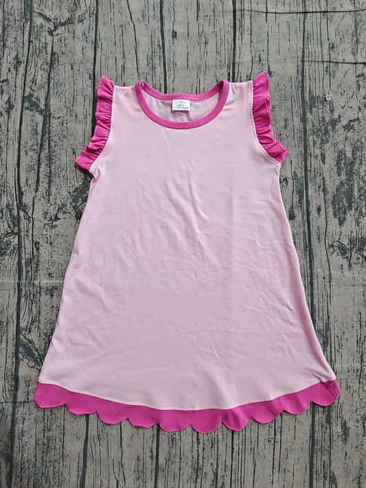 (Pre Order) No moq GSD4052 Baby Girls Sleeveless Scallop Trim Knee Length Casual Dresses