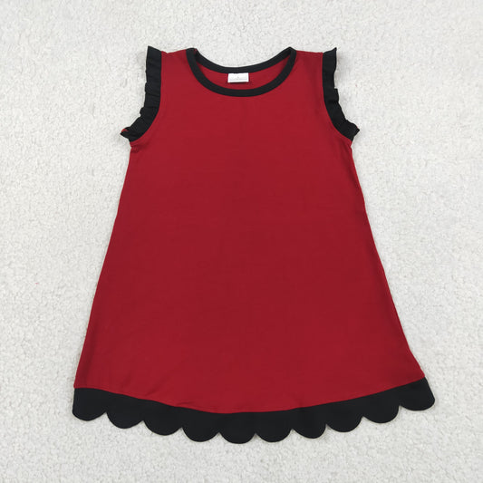 RTS NO MOQ cotton GSD4058 Baby Girls Scallop Edge Sleeveless Knee Length Dresses
