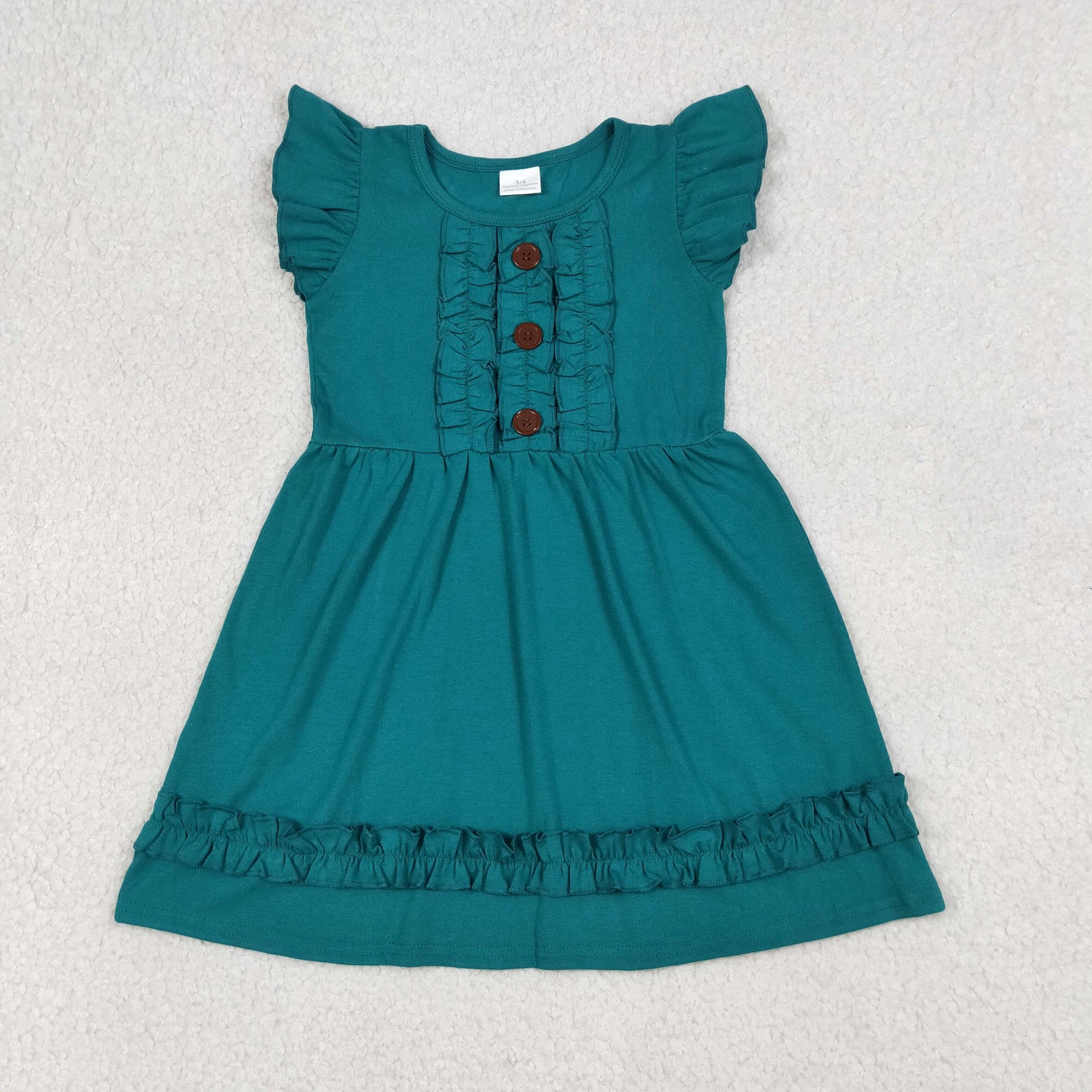 RTS NO MOQ Sibling Baby Girls Flowers Flutter Sleeves Knee-Length Dress