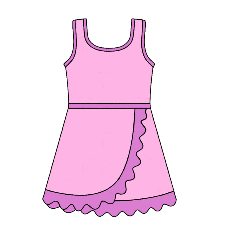 (Pre Order) No moq Baby Girls Scallop Edge Sleeveless Yoga Active Summer Dress