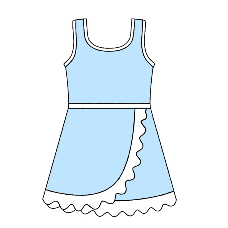 (Pre Order) No moq Baby Girls Scallop Edge Sleeveless Yoga Active Summer Dress