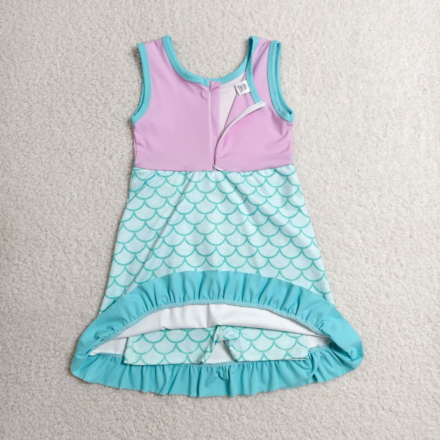 RTS NO MOQ yoga fabric GSD4125 Baby Girls Sleeveless Yoga Active Short Knee Length Dress