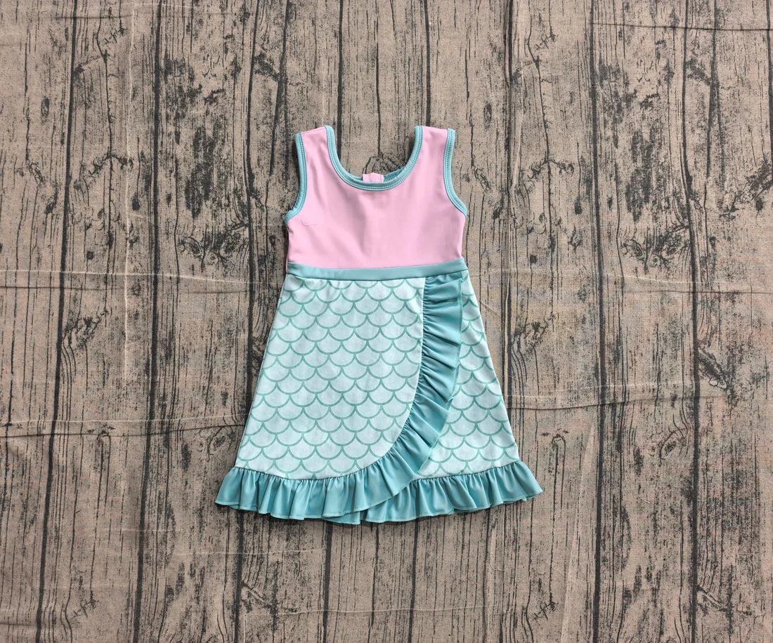 (Sample) No moq yoga GSD4125 Baby Girls Sleeveless Mermaid Yoga Active Short Knee Length Dress