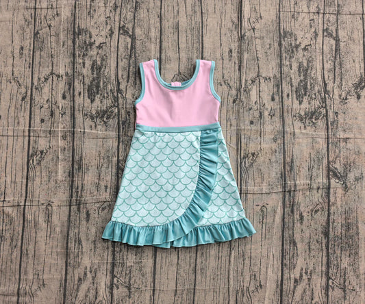 (Sample) No moq yoga GSD4125 Baby Girls Sleeveless Mermaid Yoga Active Short Knee Length Dress