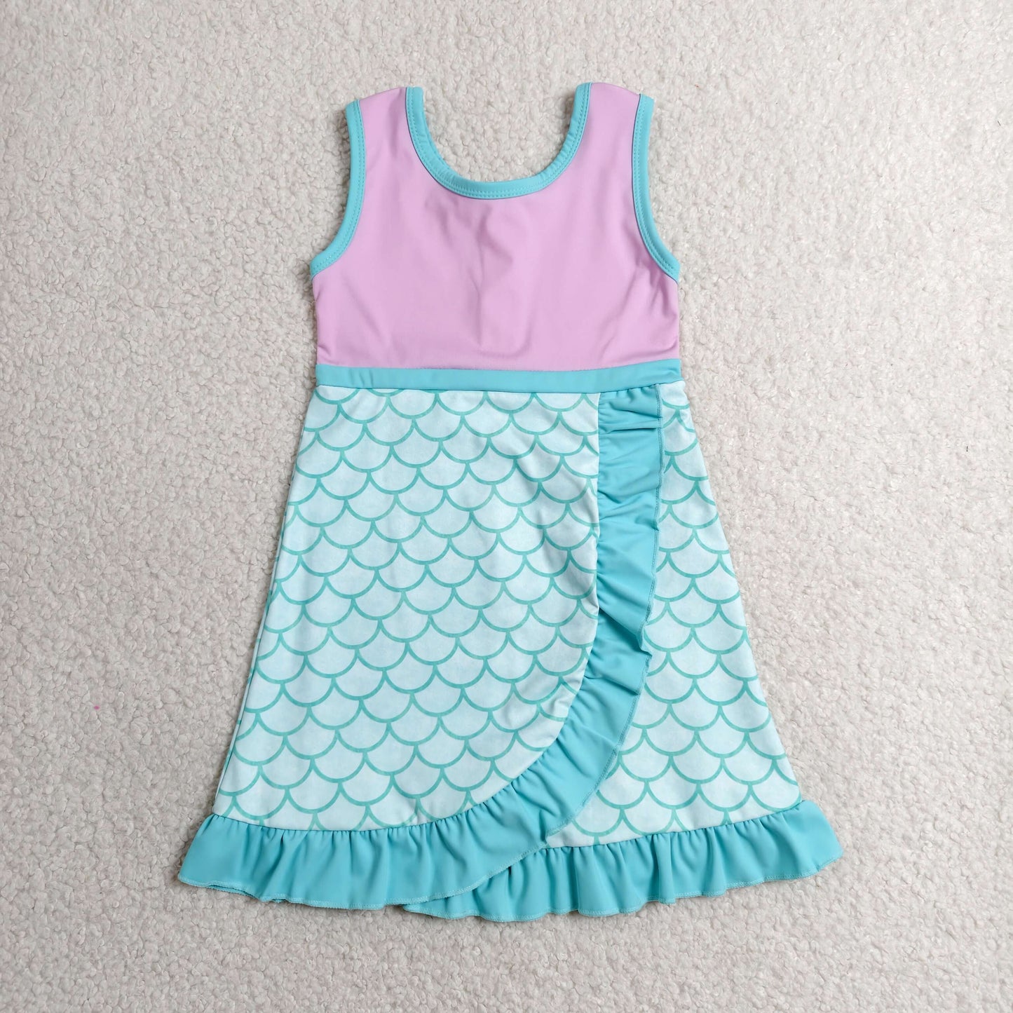 RTS NO MOQ yoga fabric GSD4125 Baby Girls Sleeveless Yoga Active Short Knee Length Dress