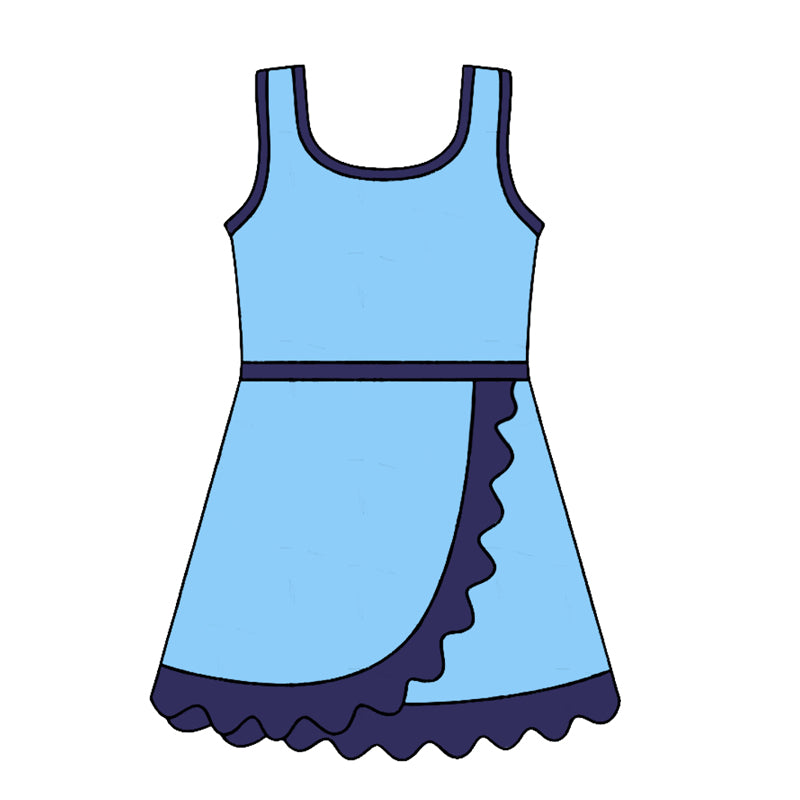 (Pre Order) No moq Baby Girls Scallop Edge Sleeveless Yoga Active Summer Dress