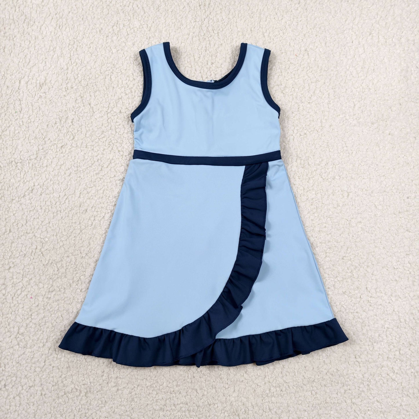RTS NO MOQ Sibling yoga fabric Baby Girls Sleeveless Knee Length Yoga Active Skort Dresses