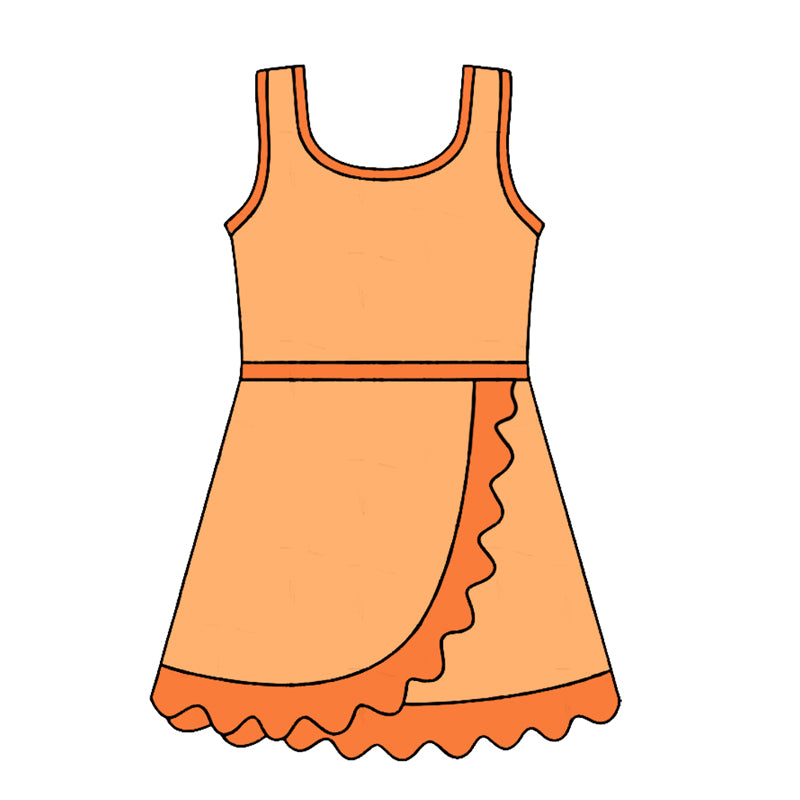 (Pre Order) No moq Baby Girls Scallop Edge Sleeveless Yoga Active Summer Dress