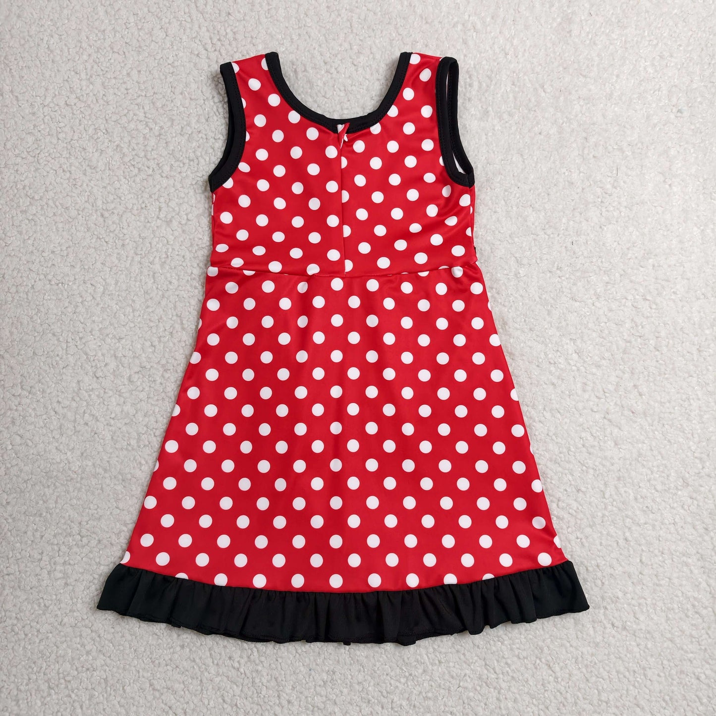 RTS NO MOQ yoga fabric GSD4128 Baby Girls Sleeveless Red Polka Dots Yoga Active Short Knee Length Dress