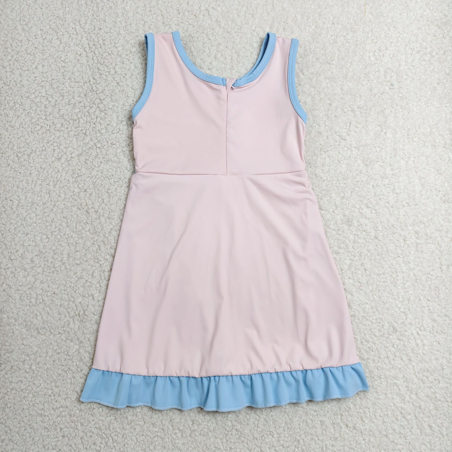 RTS NO MOQ yoga fabric cotton GSD4129 Baby Girls Sleeveless Light Pink Yoga Short Knee Length Dress