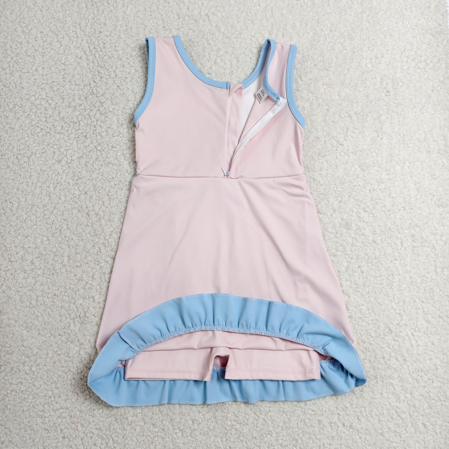 RTS NO MOQ yoga fabric cotton GSD4129 Baby Girls Sleeveless Light Pink Yoga Short Knee Length Dress