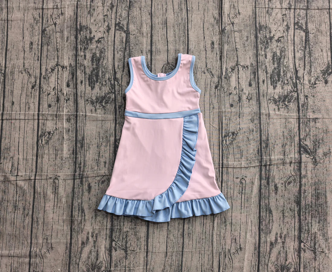 (Sample) No moq yoga GSD4129 Baby Girls Sleeveless Light Pink Yoga Active Short Knee Length Dress