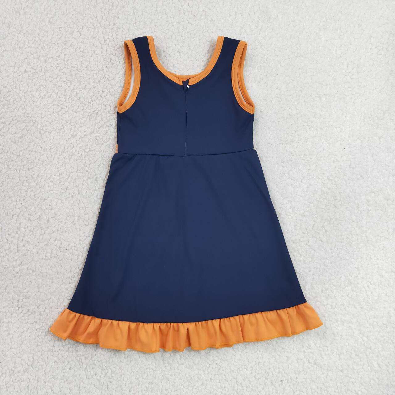 RTS NO MOQ yoga fabric cotton GSD4131 Baby Girls Summer Sleeveless Purple Orange Yoga Active Short Knee Length Dress