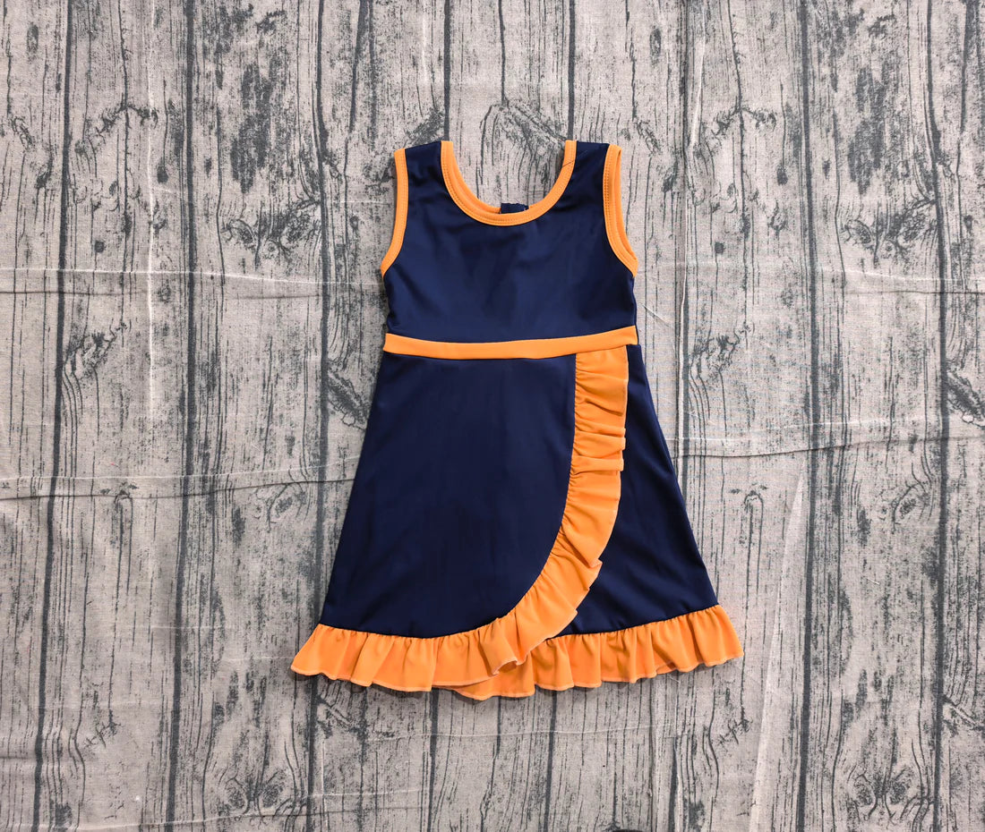 (Sample) No moq yoga GSD4131 Baby Girls Sleeveless Purple Orange Yoga Active Short Knee Length Dress