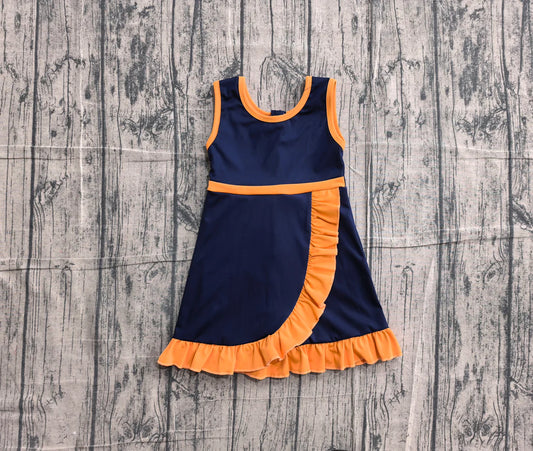 (Sample) No moq yoga GSD4131 Baby Girls Sleeveless Purple Orange Yoga Active Short Knee Length Dress