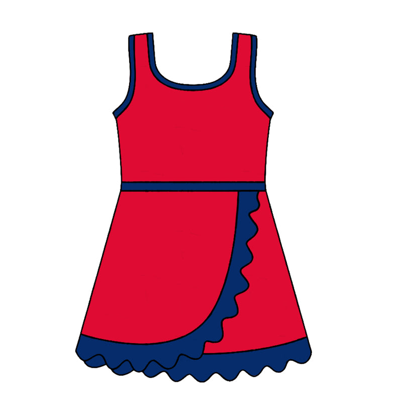 (Pre Order) No moq Baby Girls Summer Daily Sleeveless Scallop Active Yoga Dress