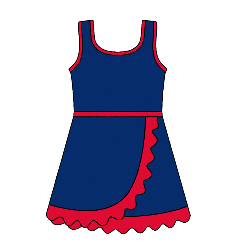 (Pre Order) No moq Baby Girls Summer Daily Sleeveless Scallop Active Yoga Dress