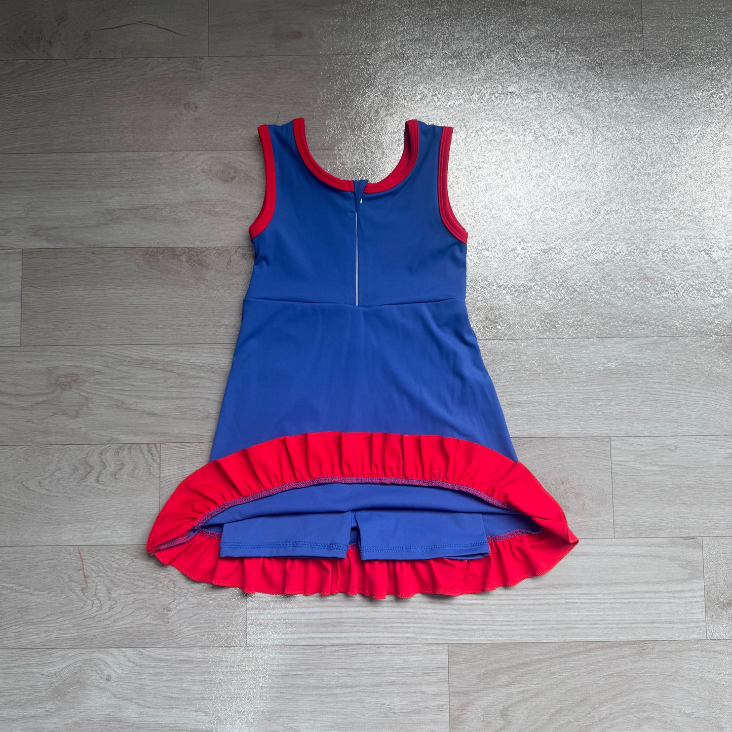 (Sample) No moq yoga fabric cotton GSD4133 Yoga Baby Girls Navy Printed Sleeveless Scallop Knee Length Yoga Dress