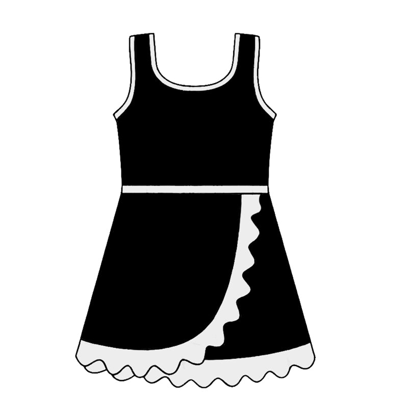 (Pre Order) No moq Toddler Girls Sleeveless Scallop Trim Cute Summer Yoga Dress