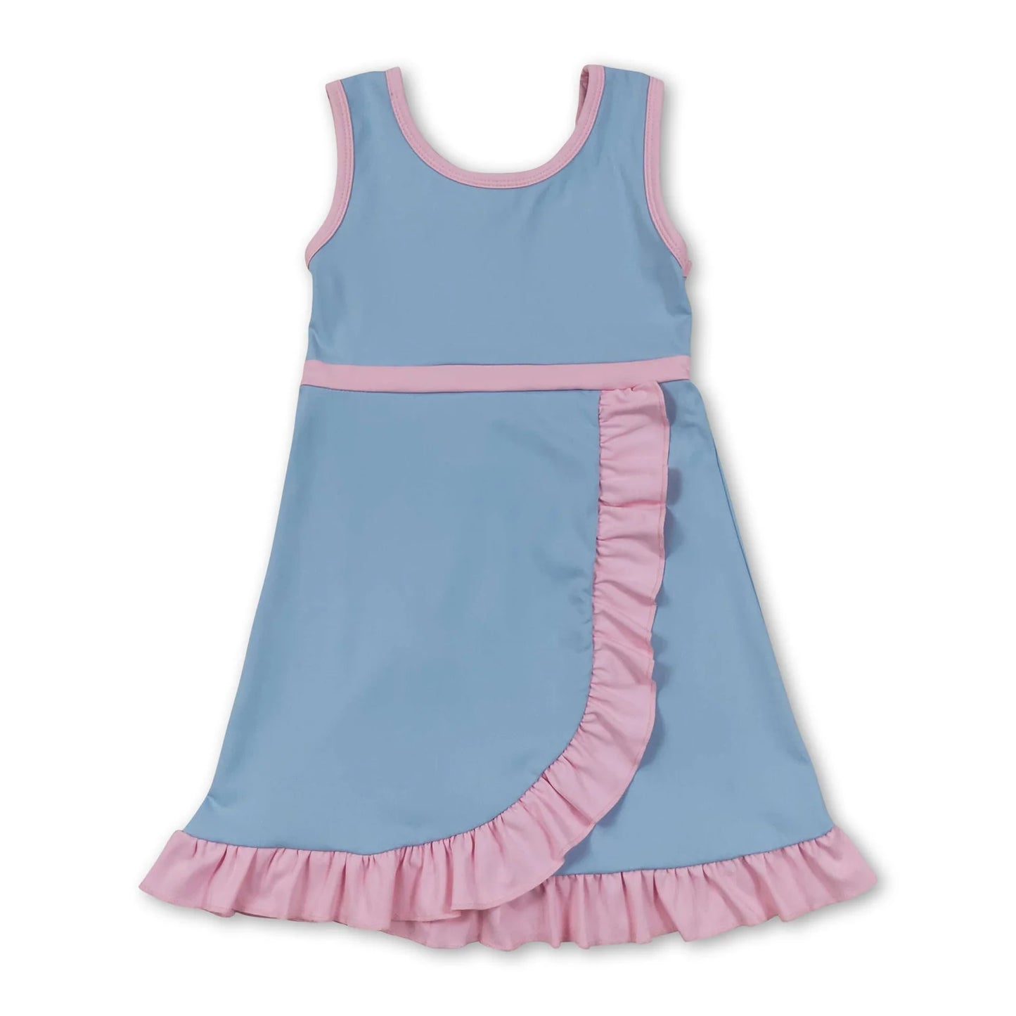 RTS NO MOQ Sibling yoga fabric Baby Girls Sleeveless Knee Length Yoga Active Dress
