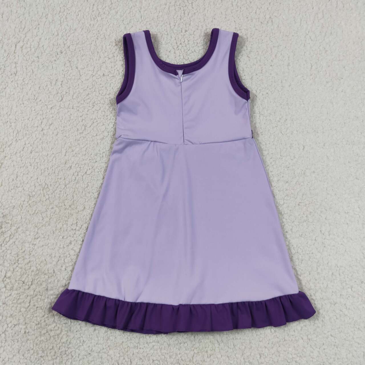RTS NO MOQ yoga fabric cotton GSD4151 Baby Girls Sleeveless Summer Pink Purple Yoga Active Short Scallop Knee Length Dress