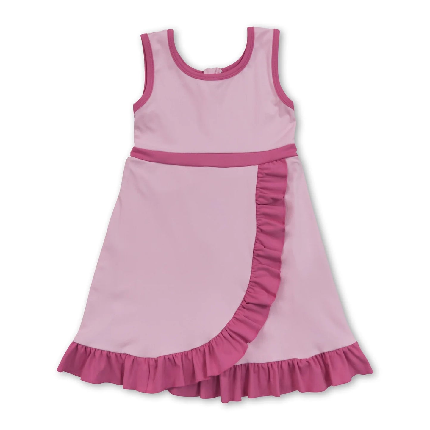 RTS NO MOQ Sibling yoga fabric Baby Girls Sleeveless Knee Length Yoga Active Dress