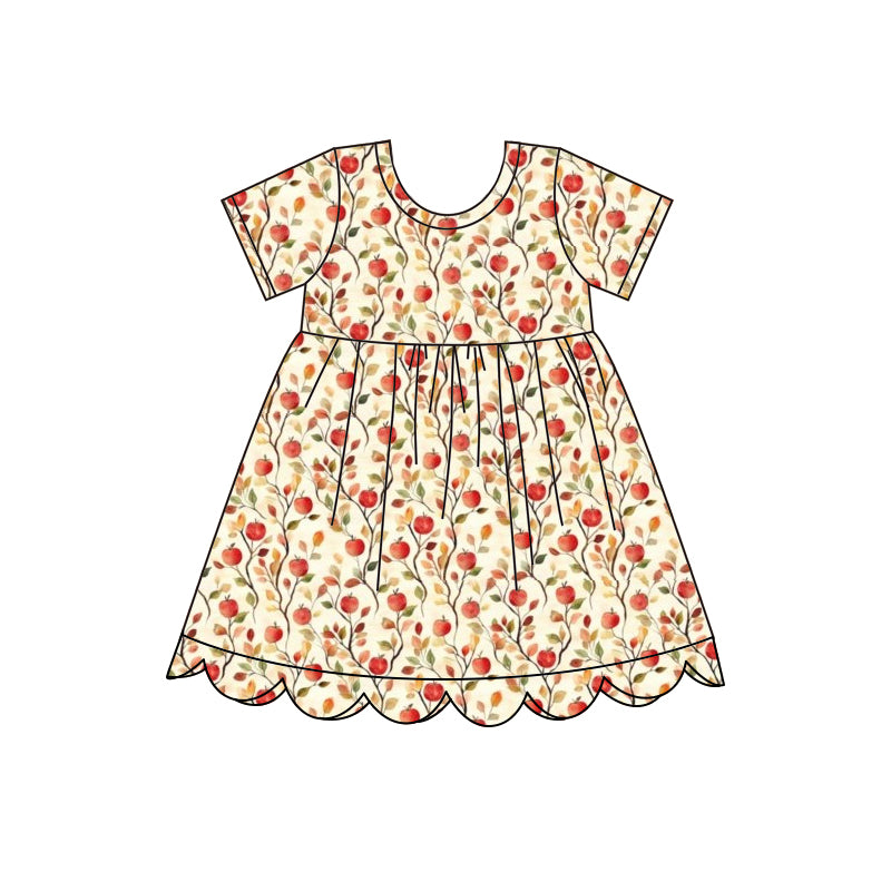 (Pre Order) No moq GSD4156 Baby Girls Short Sleeve Scallop Floral Dresses