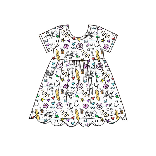 (Pre Order) No moq GSD4157 Baby Girls  Summer Short Sleeve Scallop Dresses
