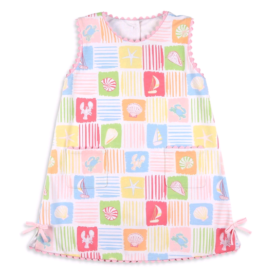 (Pre Order) No moq GSD4172 Baby Girls Cute Colorful Plaid Beach Sleeveless Knee Length Dress