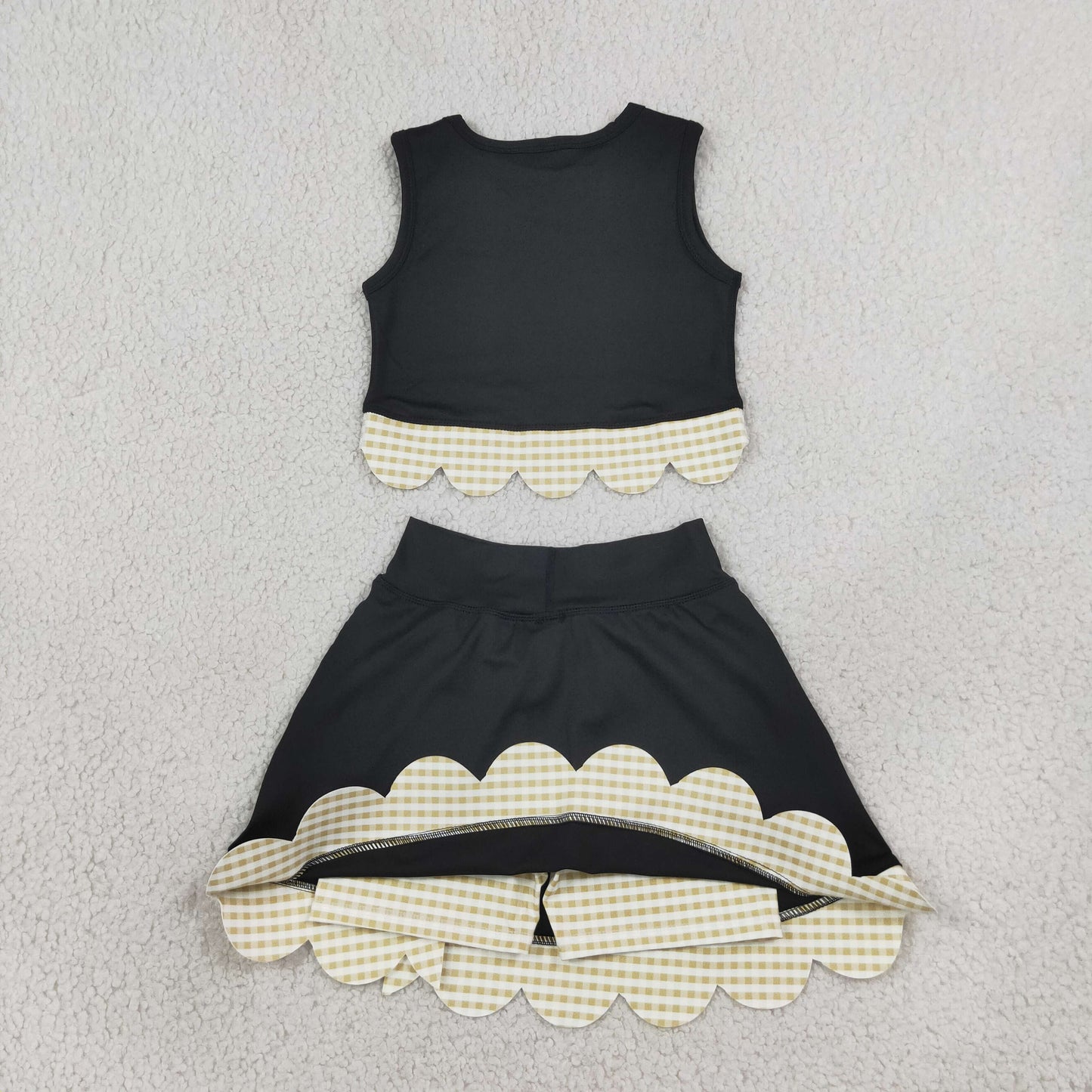 NEW RTS NO MOQ yoga fabric GSD4175 Yoga Baby Girls Summer Sleeveless Vest Scallop Skirt Yoga Set