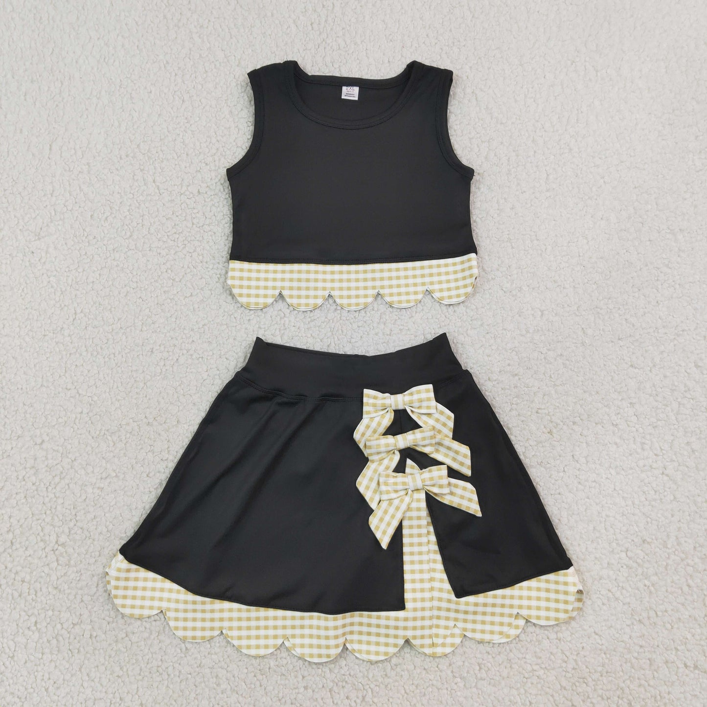 NEW RTS NO MOQ yoga fabric GSD4175 Yoga Baby Girls Summer Sleeveless Vest Scallop Skirt Yoga Set