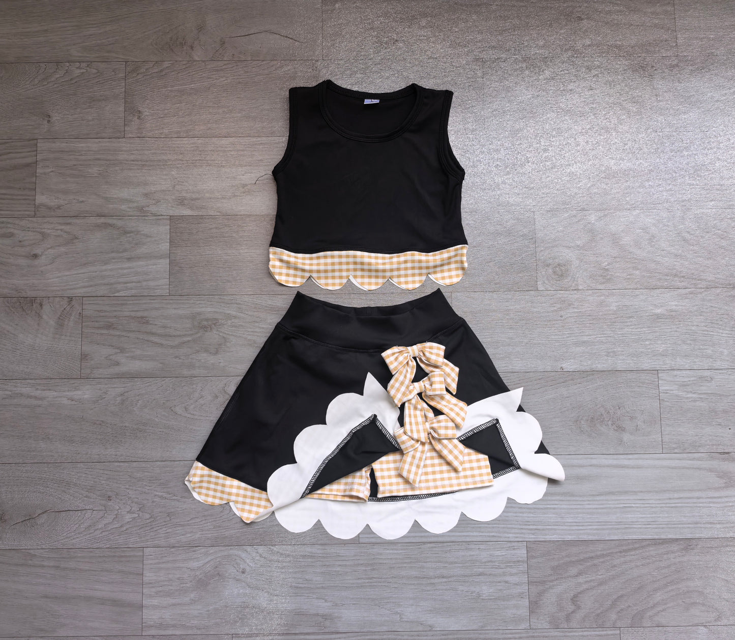 (Sample) No moq yoga fabric GSD4175 Yoga Baby Girls Summer Sleeveless Vest Scallop Skirt Yoga Active Set