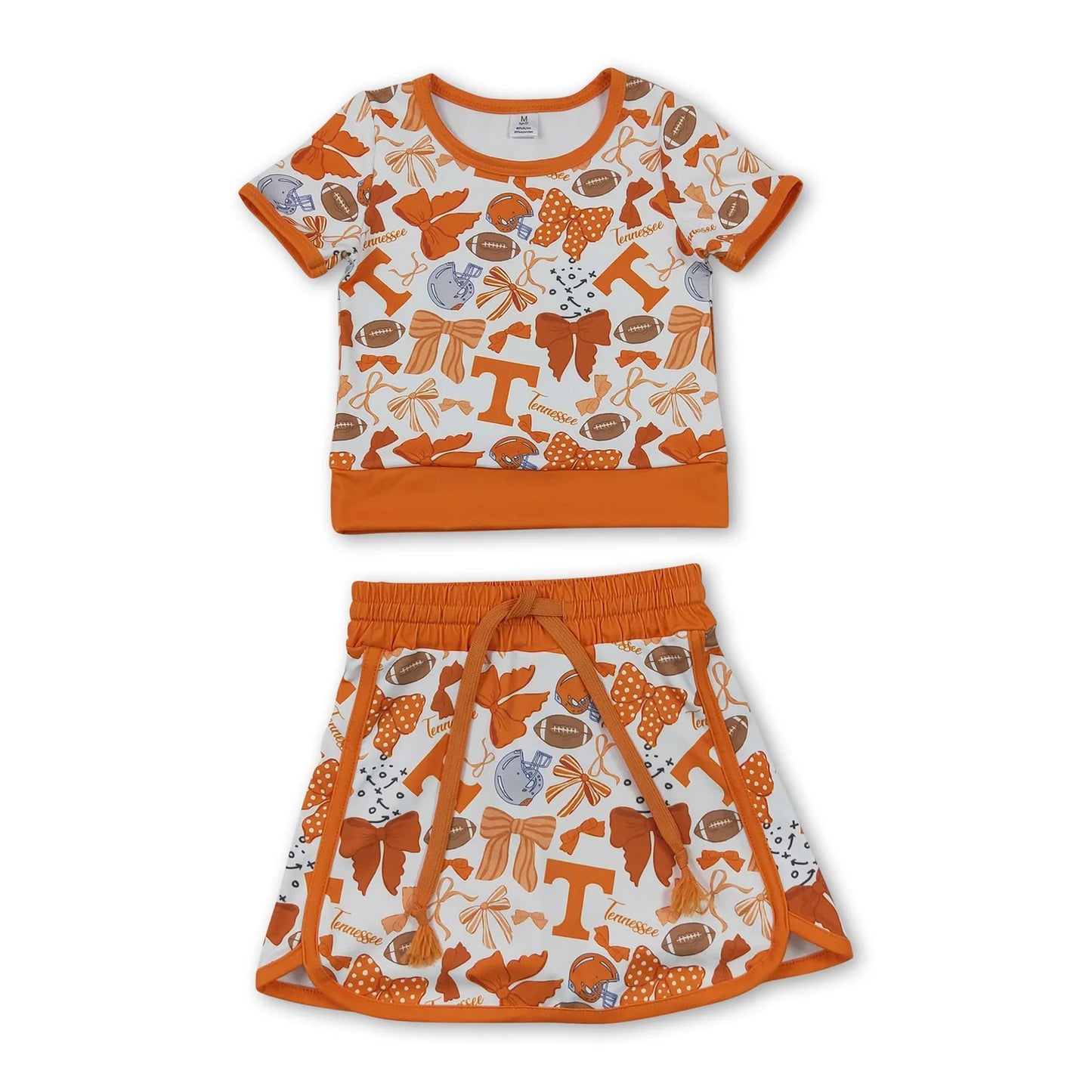 RTS NO MOQ Sibling milk silk Baby Girls Boys Orange Top Bell Bottom Pants Team Set Button Polo Shirts Top