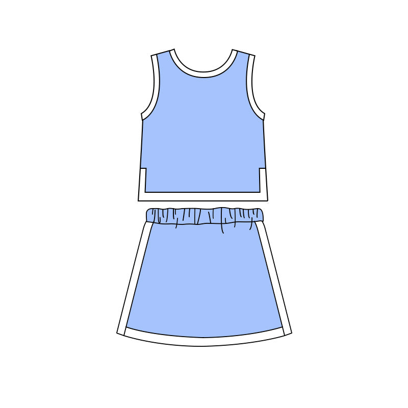(Pre Order) No moq cotton Baby Girls Solid Color Sleeveless Top And Skirt Outfit